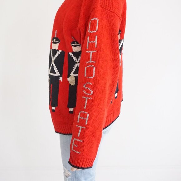 VTG BellePointe Ohio State Band Cardigan Red Collegiate Retro 80s Preppycore M - Picture 3 of 15